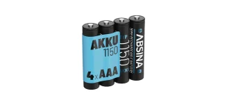 Wiederaufladbarer AAA-Akku in Verpackung mit Umweltsymbol