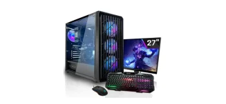 Gaming-PC-Set mit leistungsstarker Hardware und Peripheriegeräten