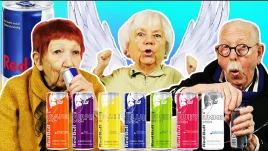 Senioren testen alle Red Bull Sorten im Geschmackstest